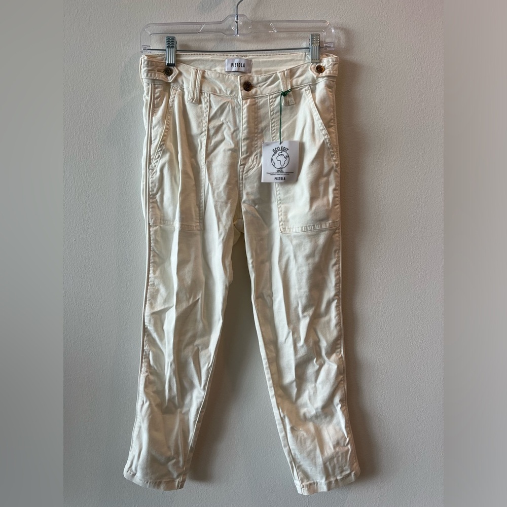 🆕 NWT-Pistola High Waisted Utility Pants - Off white cream color Size 27 Sku#58